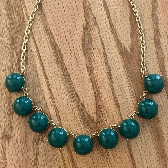 J.Crew | Green Cabochon Statement Necklace | 17” Adjustable - Picture 2 of 4